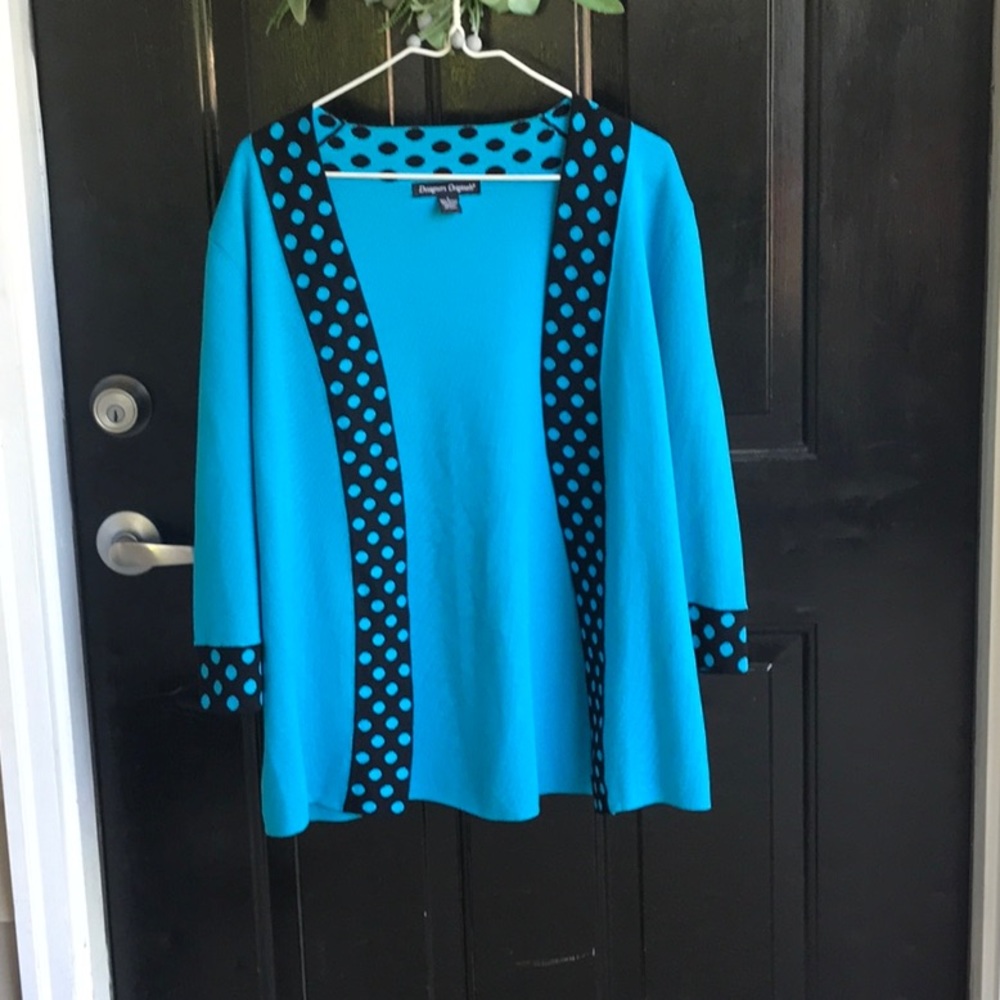 Black and turquoise sweater with polka dots. NWT